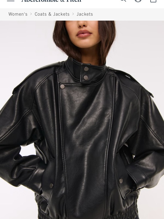 Abercrombie & Fitch Jackets & Blazers - Abercrombie & Fitch Black Faux-Leather Moto Bomber Jacket